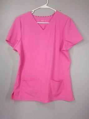 Heart Soul Pink V-Neck Short Sleeve Scrub Top